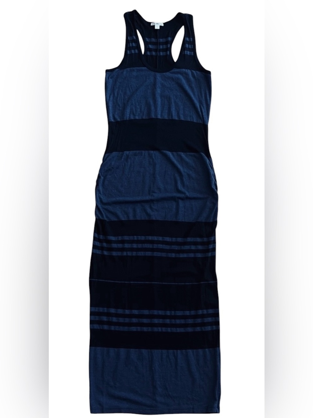James Perse Striped Midi Tank Dress Racerback Navy Black Size M